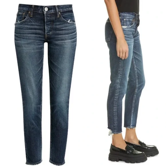 Moussy Vintage Etta Tapered Skinny Jeans Dark Blue